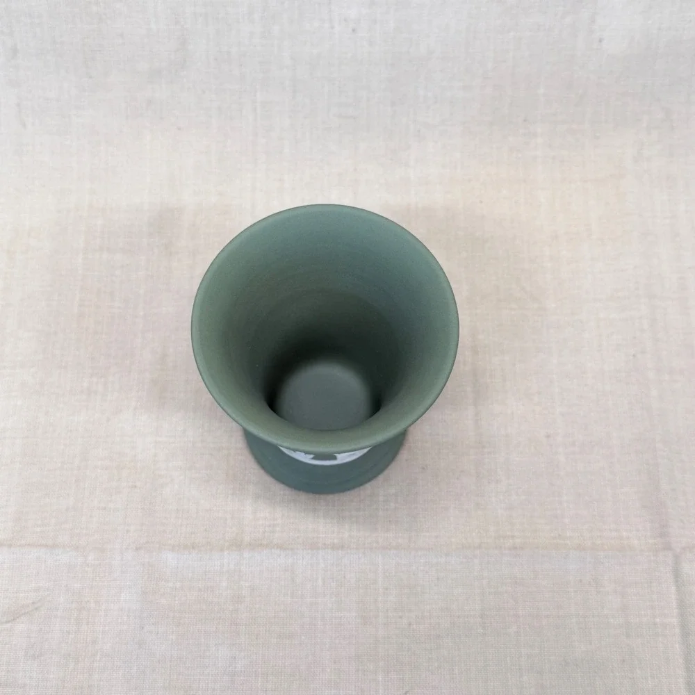 Wedgwood‎ Sage Green Jasperware Small Flared Vase Neoclassical Made in England